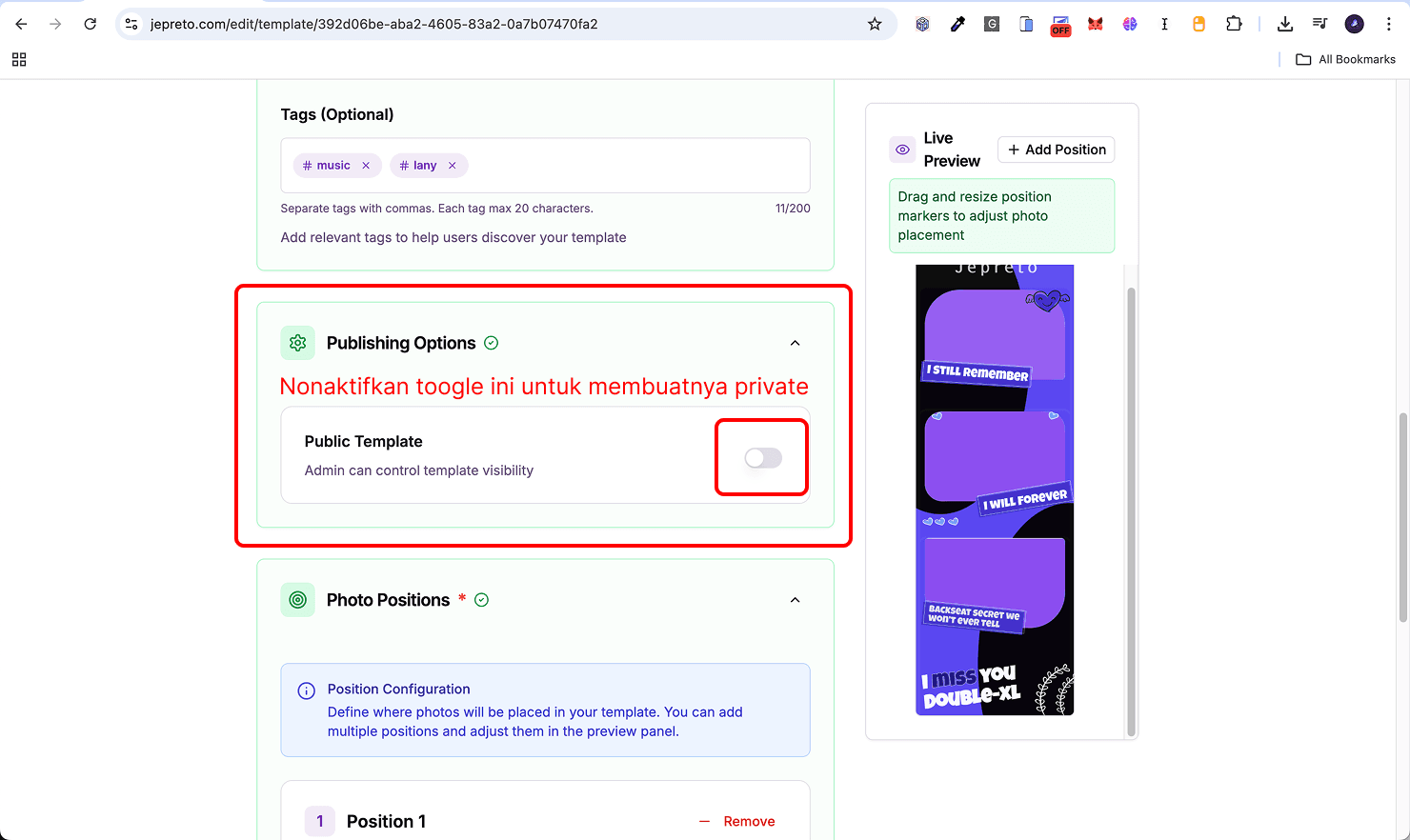 Cara Mengubah Template Menjadi Private